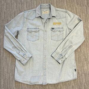 Howler Brothers Luckenbach Texas Embroidery Dust It Up Denim Shirt